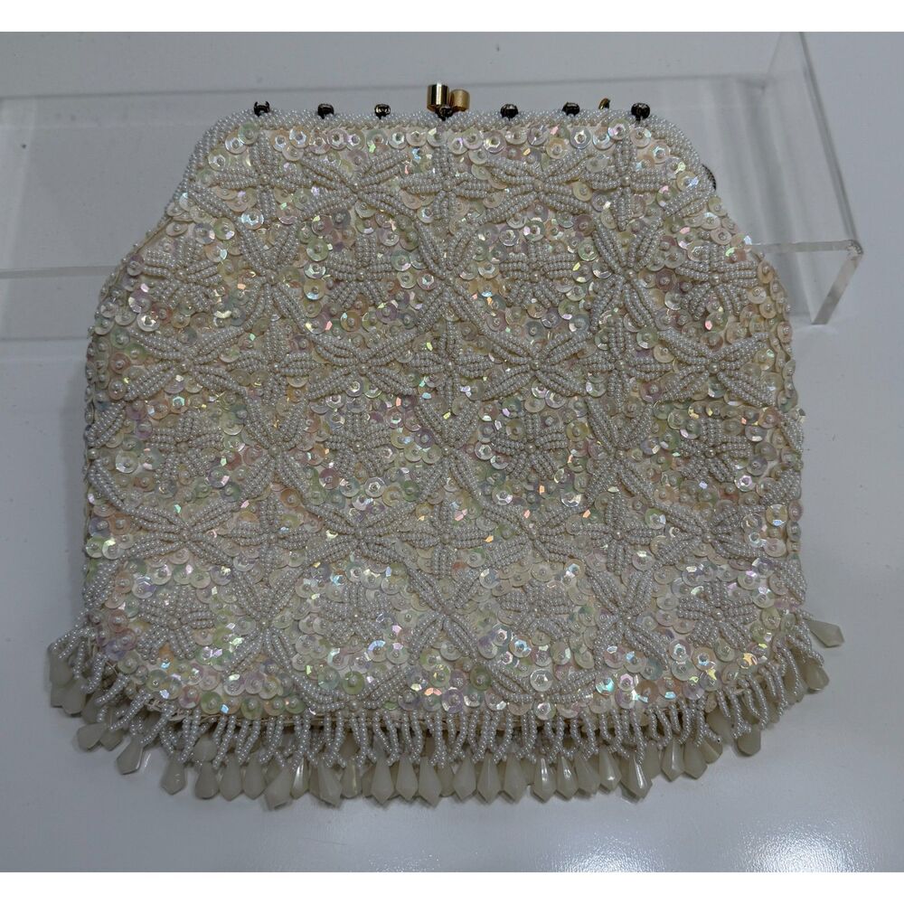 Vintage Bead Sequin Rhinestone Opalescent Hand Bag